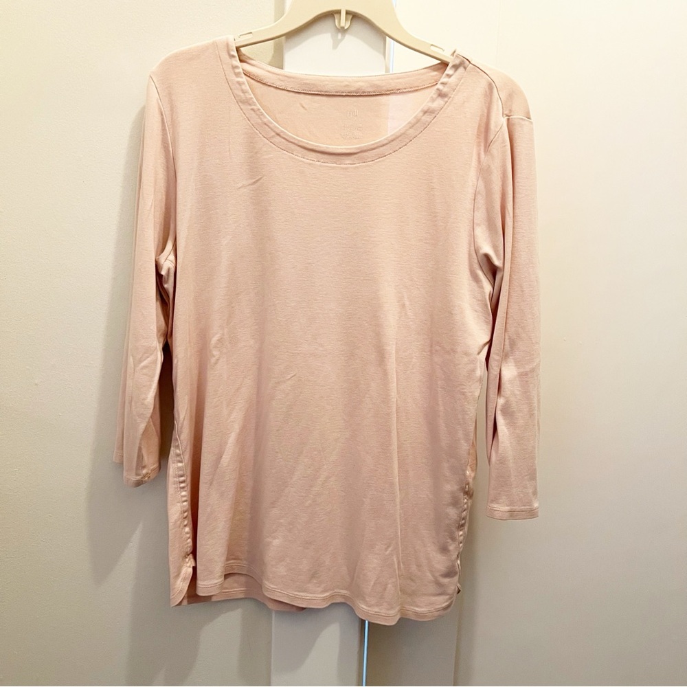 J. Jill Pima 3/4 Sleeve Scoop Neck Tee Light Pink‎